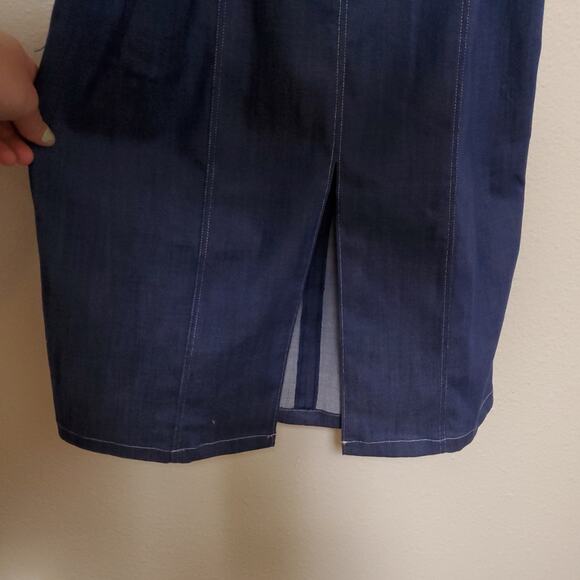 SHOSHANNA Stretch Denim Candelaria Cocktail Party Jean Midi Dress - Picture 7 of 11